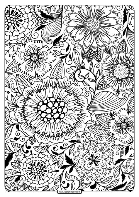printable flower pattern coloring page