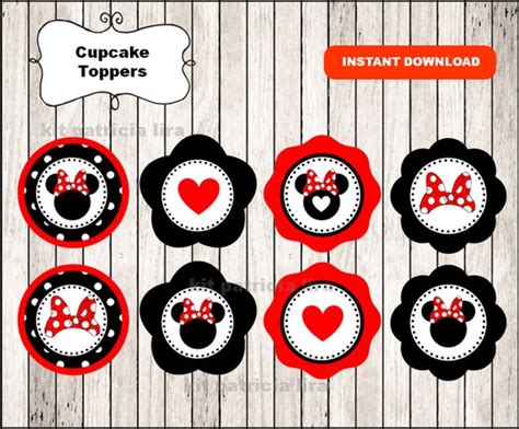 minnie mouse toppers instant  minnie mouse cupcakes etsy