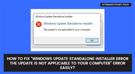 fix windows update standalone installer error  update   applicable