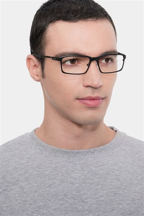 oakley base plane rectangle satin black frame glasses for men