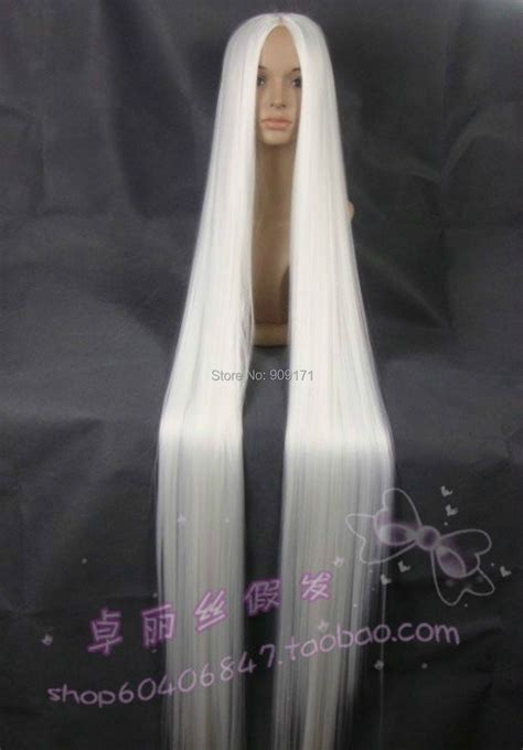 free shipping hot sell new extra long white cosplay wig 60 inch