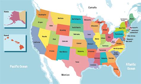 mapa de estados unidos de américa con nombres de estados 1949335 vector