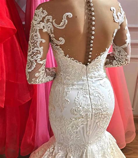 jpae1025 luxury lace mermaid wedding dress with detachable