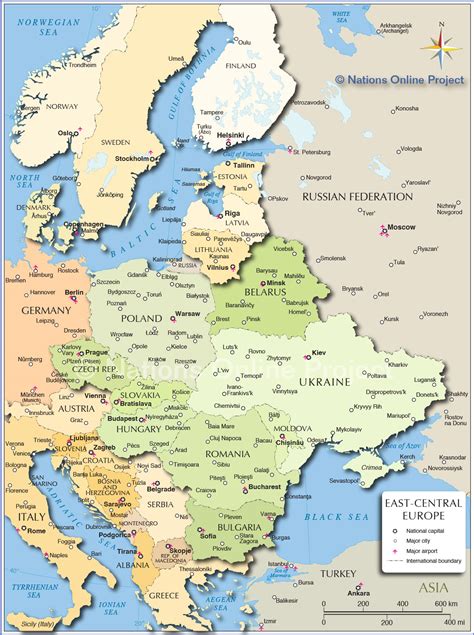 Political Map Of Central And Eastern Europe Nations