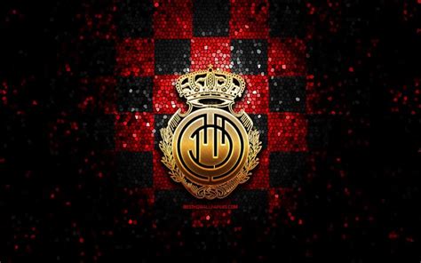 wallpapers mallorca fc glitter logo la liga red black checkered background soccer