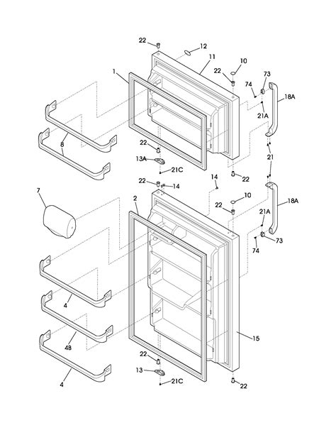 door diagram parts list  model frtfgcw frigidaire parts refrigerator parts