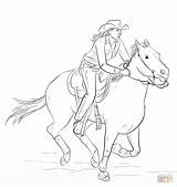 Cowgirl Coloring Pages Cowboy Drawing Horse Drawings Draw Kids Color Step Trace Western Horses Rodeo People Riding Printable Print Sheets sketch template