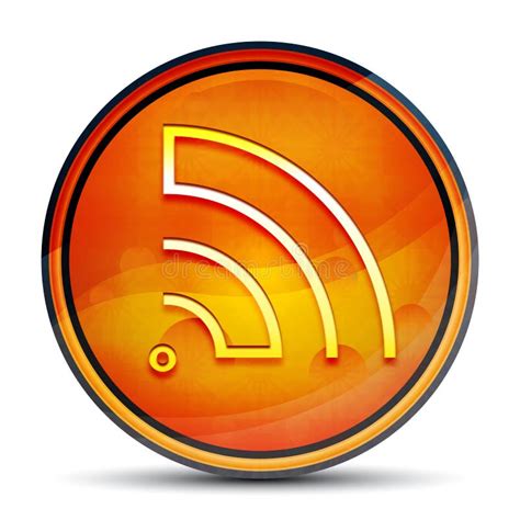rss feed icon shiny bright orange  button illustration stock