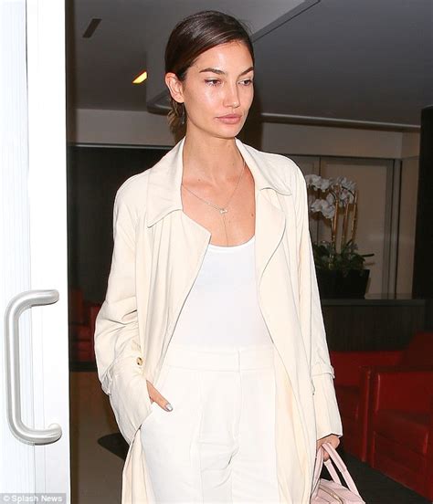 victoria s secret angel lily aldridge wows in cream at lax daily mail