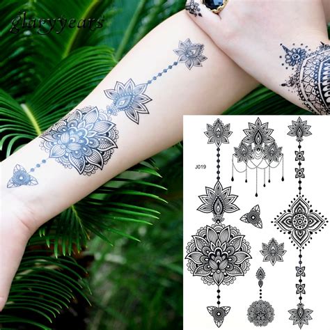 1pc fashion flash waterproof tattoo women black ink henna jewel sexy