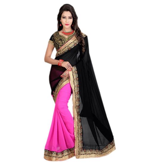 Rashmi Sarees Black And Pink Georgette Saree Questions And Answers For
