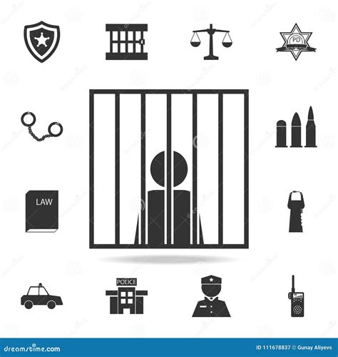 jail criminal human hands bars prisioner person man icon detailed set  police element icons