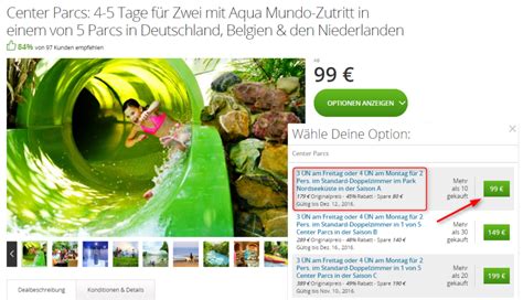 center parcs deal  tage zu zweit zum komplettpreis ab