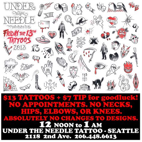 13 Dollar Tattoos On Friday The 13th Seattle