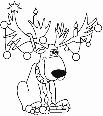 christmas deer coloring page supercoloringcom