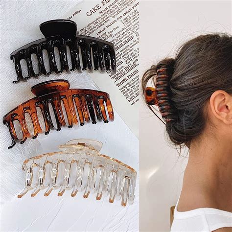 Hair Claw Clips For Thick Hair 3pcs 4 3’’ Plastic Nonslip Jumbo Hair