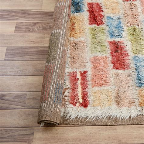 thick plush modern checkered moroccan shaggy handmade area rug wool carpet  ebay