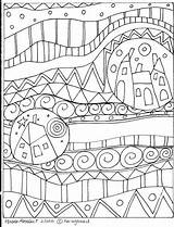 Primitive Houses Folk Rug Hooking Pattern Paper Gerard Karla Abstract Craft Visit Ebay Choose Board Coloring Doodles Colouring Books sketch template
