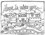 Coloring Pages Colouring Camper Printable Caravan Adult Camping Travelling Travel Rv Sheets Park Trailers Embroidery Instant Color Whimsical Where Patterns sketch template