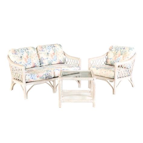 Whitewashed Wicker Furniture Set By Henry Link Ebth