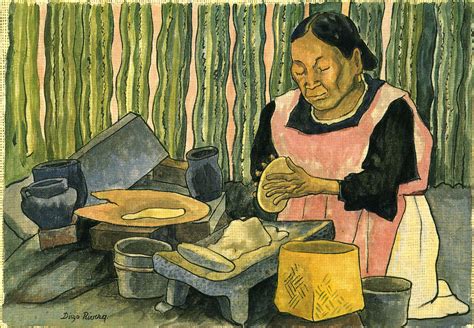 Woman Making Tortillas By Diego Rivera 1886 1957 Mexico