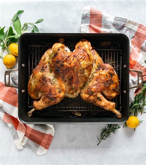spatchcocked lemon herb roast turkey a fast easy roast turkey recipe