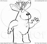 Jackalope Cartoon Waving Friendly Coloring Clipart Outlined Vector Cory Thoman Regarding Notes sketch template