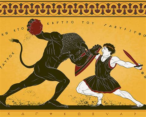 Theseus And The Minotaur Poster By Matthew Kocvara
