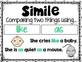 similes poster  task cards simile similes  metaphors figurative language task cards