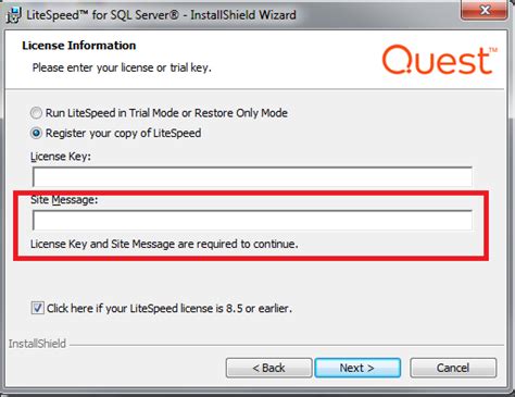 toad  oracle license key  site message