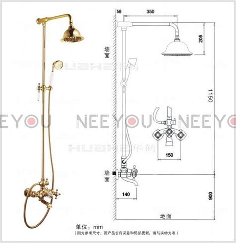 Bathroom Dual Handles Exposed Pure Copper Wall Mount Shower Tub Faucet