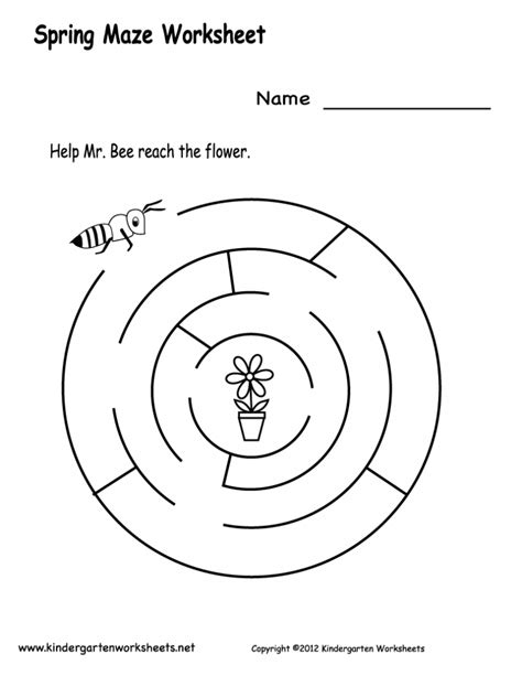 spring maze worksheet printable crafts  worksheets  preschool