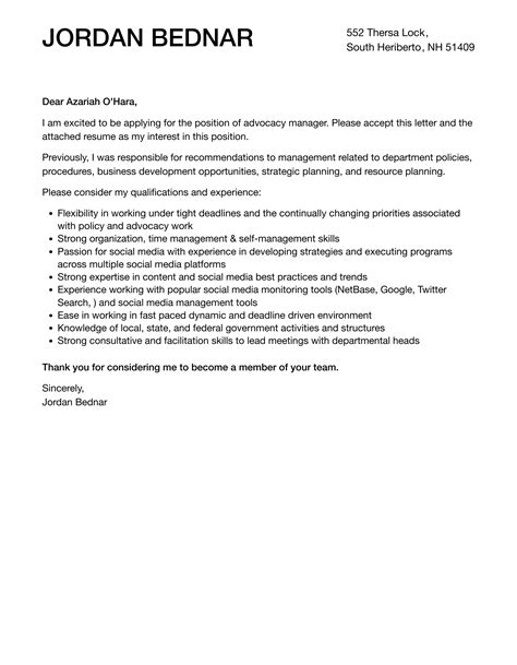 advocacy letter template