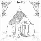 House Vector Outline Isolated Background Trulli Illustration Drawing Stock Tunnel Round Trullo Conical Roof Bunch Bud Wisteria Arch Wistaria Leaf sketch template