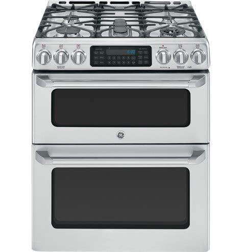 ge cafe  stainless double oven gas range cgssetss