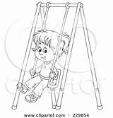 Swing Outline Coloring Girl Little Clipart Illustration Royalty Playground Bannykh Alex Rf Clipartof sketch template