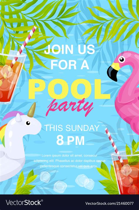 Pool Party Invitation Design Royalty Free Vector Image