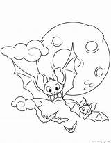 Coloring Pages Halloween Bats Cute Flying Printable Print Book sketch template