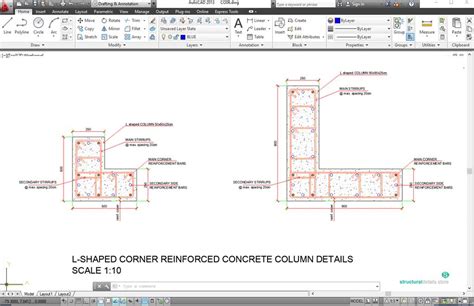 shaped corner column reinforcement details