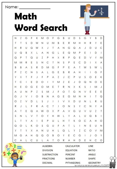 math word search monster word search