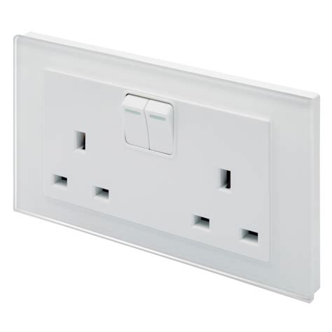 crystal pg  dp double plug socket  switch white retrotouch designer light switches