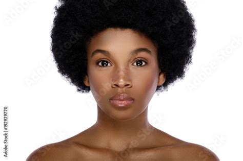 portrait  young  cute african woman stock photo  royalty