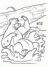 Jungle Coloring Book Pages Baloo Plays Water Coloringpagesabc Printable Supercoloring Color sketch template