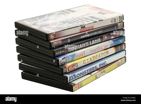 stack  dvd movies   white background stock photo alamy
