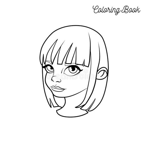 coloring book  head   girl  short hair stock vector