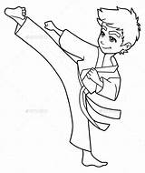 Karate Taekwondo Exercising Martial Graphicriver Skilled Stance Flexibility Balance sketch template