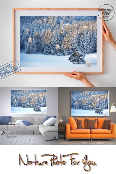 winter landscape photo  bed decor master bedroom art