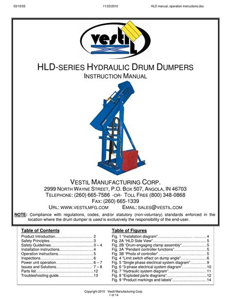 Vestil Hld Series Instruction Manual Pdf Download Manualslib
