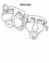 Coloring Comedy Tragedy Mardi Gras Choose Board Twin Mask sketch template