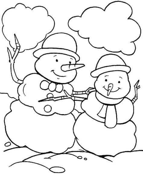 snowmen dancing   snow coloring page